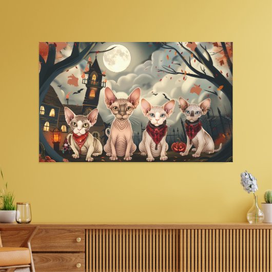 Sphynx Cat Halloween Spooky Leinwanddruck (Insitu (Wohnzimmer))