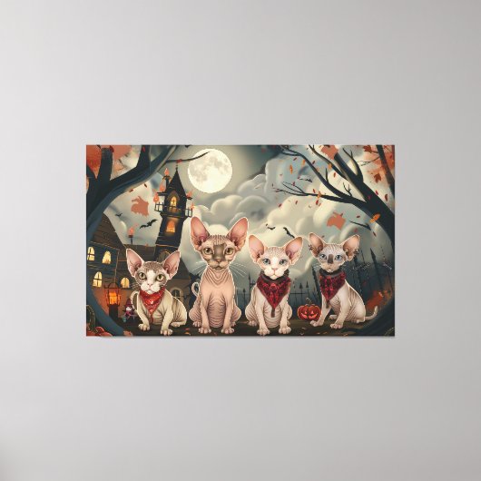 Sphynx Cat Halloween Spooky Leinwanddruck (Vorderseite)