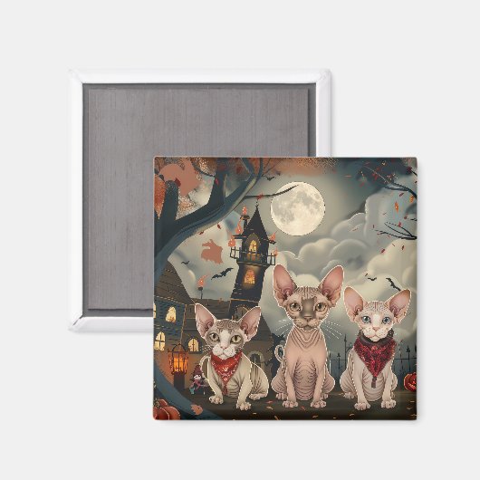 Sphynx Cat Halloween Spooky Magnet (Vorderseite/Rückseite)