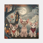 Sphynx Cat Halloween Spooky Magnet (Vorne)