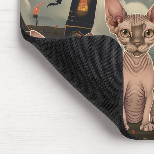 Sphynx Cat Halloween Spooky Mousepad (Ecke)