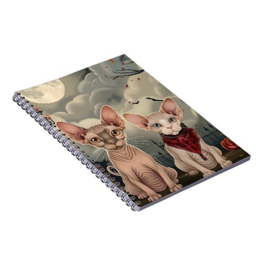 Sphynx Cat Halloween Spooky Notizblock (Rechte Seite)