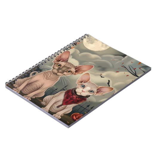 Sphynx Cat Halloween Spooky Notizblock (Linke Seite)