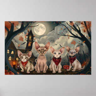 Sphynx Cat Halloween Spooky Poster