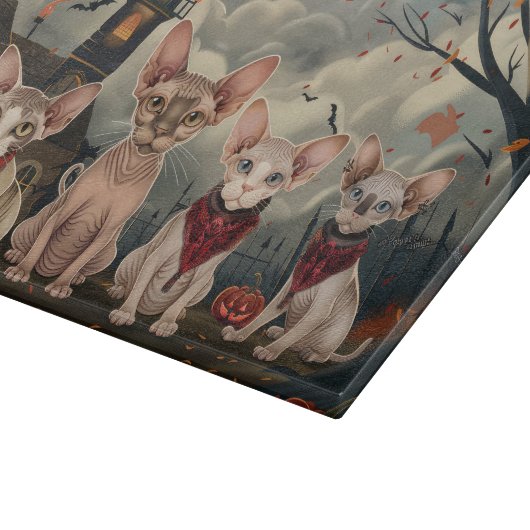 Sphynx Cat Halloween Spooky Schneidebrett (Ecke)