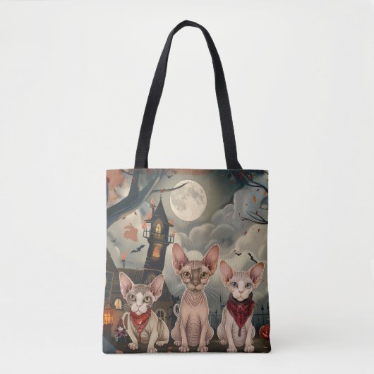 Sphynx Cat Halloween Spooky Tasche (Vorderseite)