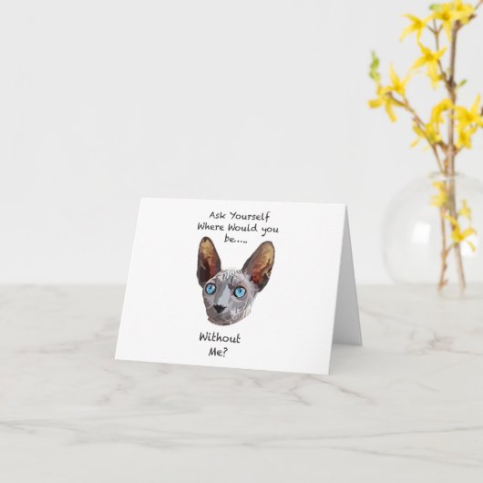 Sphynx Cat Hand Drawing Digitale Kunst Karte (Gelbe Blume)