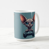 Sphynx Cat Holding Game Controller Kaffeetasse (VorderseiteRechts)