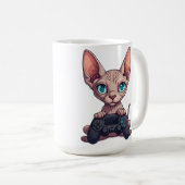 Sphynx Cat Holding Game Controller Kaffeetasse (VorderseiteRechts)