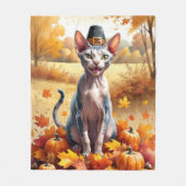 Sphynx Cat im Herbst lässt Erntedank Art Fleecedecke (Vorderseite)