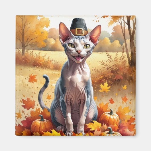 Sphynx Cat im Herbst lässt Erntedank Art Magnet (Vorne)