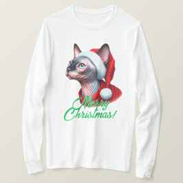 Sphynx Cat in der Weihnachtsmannmütze Weihnachten T-Shirt