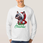Sphynx Cat in der Weihnachtsmannmütze Weihnachten T-Shirt (Vorderseite)