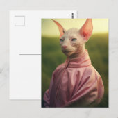 Sphynx Cat in Outfit – Playful Nature Art Postkarte (Vorne/Hinten)