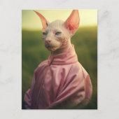 Sphynx Cat in Outfit – Playful Nature Art Postkarte (Vorderseite)
