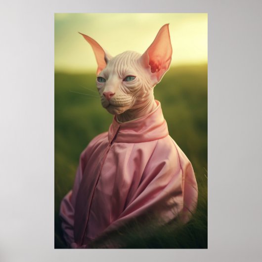 Sphynx Cat in Outfit – Vibrant Nature Art Poster (Vorne)
