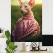 Sphynx Cat in Outfit – Vibrant Nature Art Poster (Heimbüro)