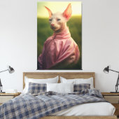 Sphynx Cat in Outfit – Vibrant Nature Scene Leinwanddruck (Insitu (Schlafzimmer))