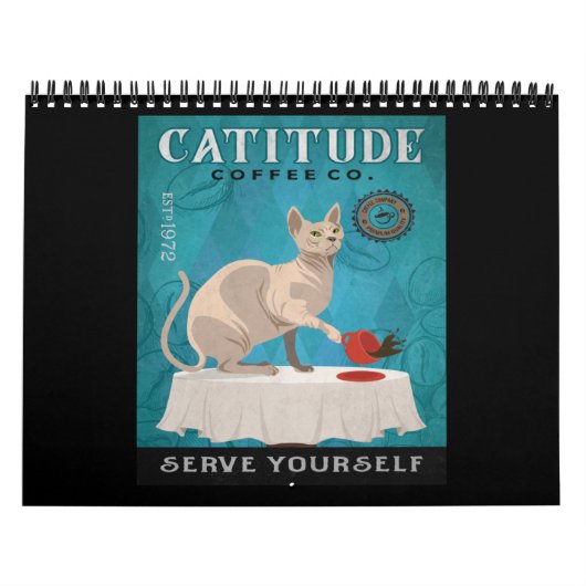 Sphynx Cat Kaffee Funny Catitude Servieren Sie sic Kalender (Titelbild)