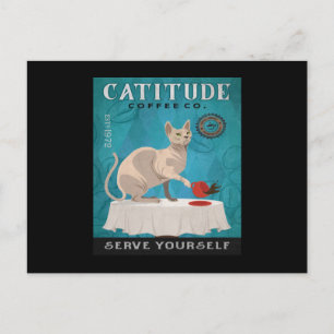 Sphynx Cat Kaffee Funny Catitude Servieren Sie sic Postkarte