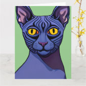 Sphynx Cat Karte (Gelbe Blume)