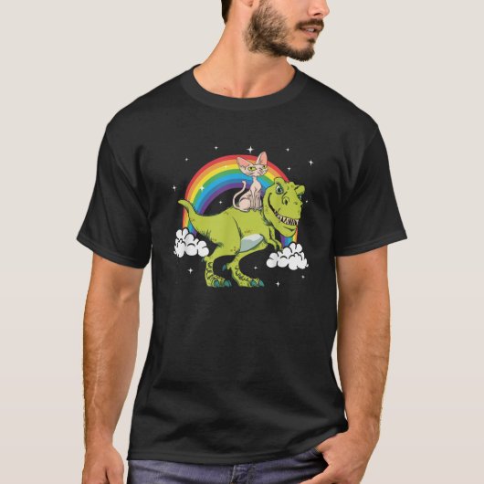 Sphynx Cat Kitten T Rex Dinosaur Tyrannosaurus Gif T-Shirt (Vorderseite)