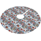 Sphynx Cat läuft im Schnee mit Weihnachtsmütze Polyester Weihnachtsbaumdecke (Schrägansicht)