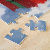 Sphynx Cat läuft im Schnee mit Weihnachtsmütze Puzzle (Seite)