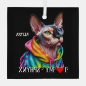 Sphynx Cat Liebe Black Ornament Aus Glas (Rückseite)