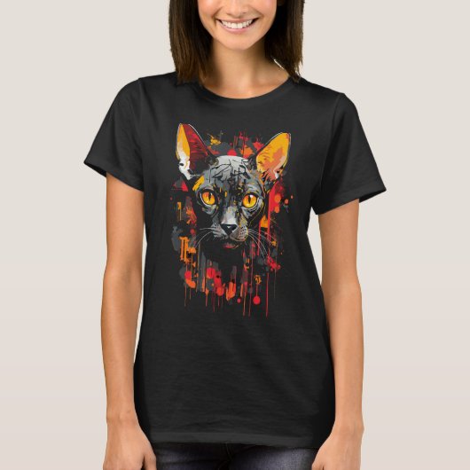Sphynx Cat Lover Eigentümer Dark Goth Death Metal T-Shirt (Vorderseite)