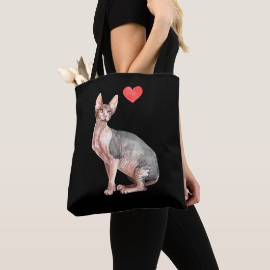 Sphynx Cat Lover Kitten Herz Tasche (Von Nahem)