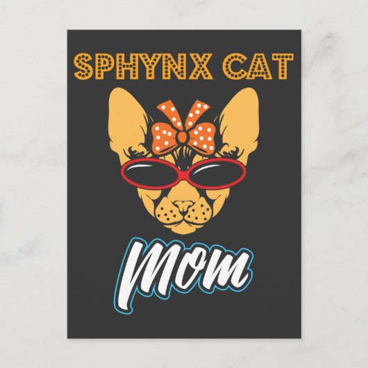 Sphynx Cat Mama trägt Vintag Bandana Postkarte (Vorderseite)
