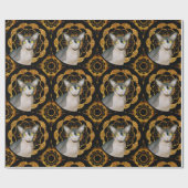 Sphynx Cat Ninja Black und Gold Retro Style Geschenkpapier (Flach)