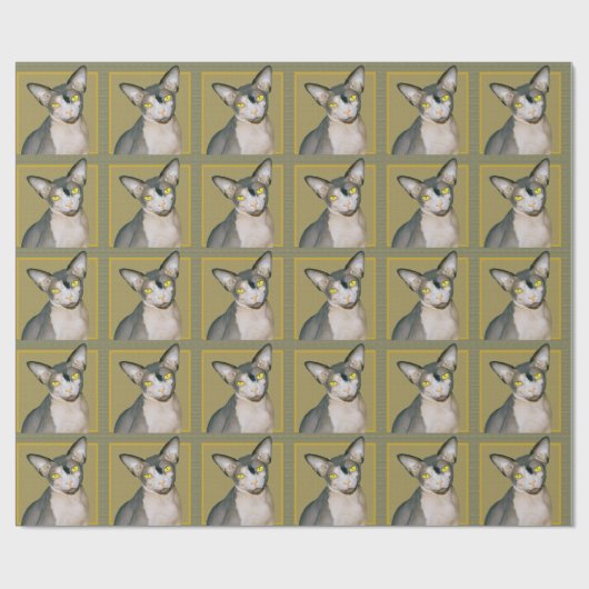 Sphynx Cat Ninja Brown Paper Geschenkpapier (Flach)