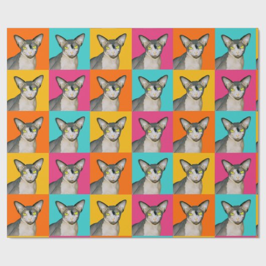 Sphynx Cat Ninja Pop Art Squares Geschenk Geschenkpapier (Flach)
