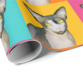 Sphynx Cat Ninja Pop Art Squares Geschenk Geschenkpapier (Rolleneckpunkt)