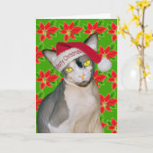 Sphynx Cat Ninja Santa Christmas Holi Green Karte (Gelbe Blume)