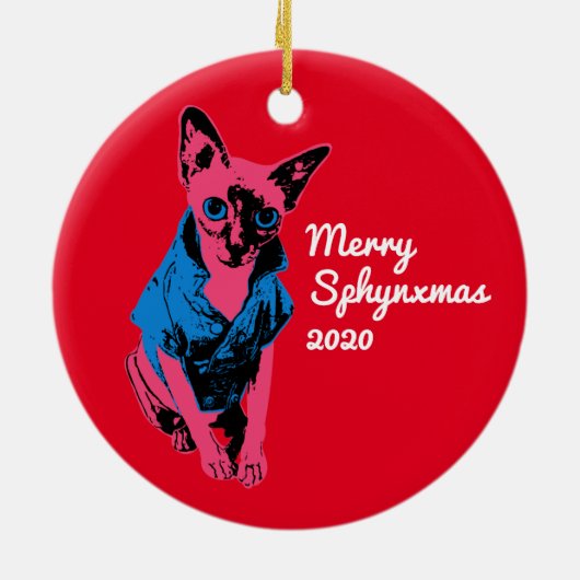 Sphynx Cat Ornaments Keramik Ornament (Hinten)