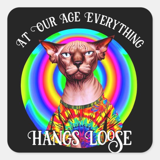 Sphynx Cat Over the Hill Birthday Quadratischer Aufkleber (Vorderseite)