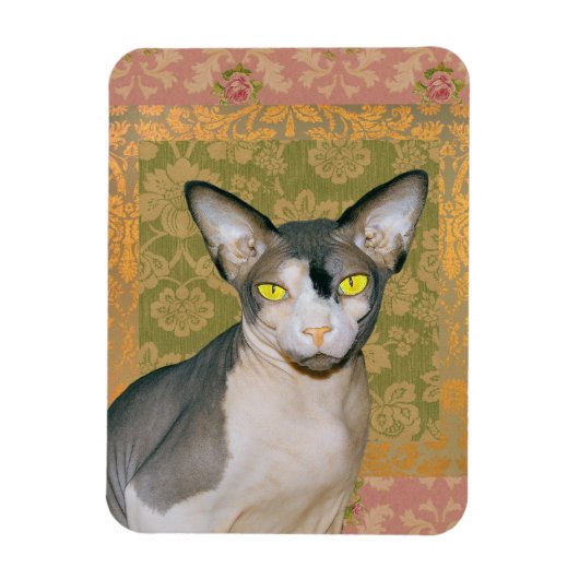 Sphynx Cat Patchwork Floral Damask Design  Magnet (Vertikal)