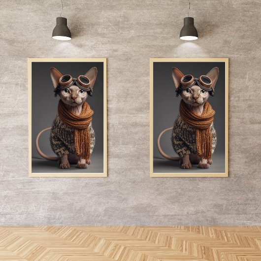 Sphynx cat Pilot Aviator Cool Funny Aviation Fotodruck