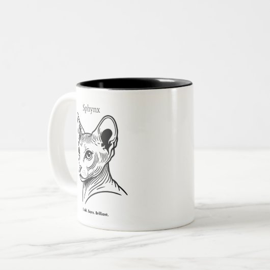 Sphynx Cat Portrait Zweifarbige Tasse (Vorderseite Links)