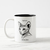 Sphynx Cat Portrait Zweifarbige Tasse (Links)