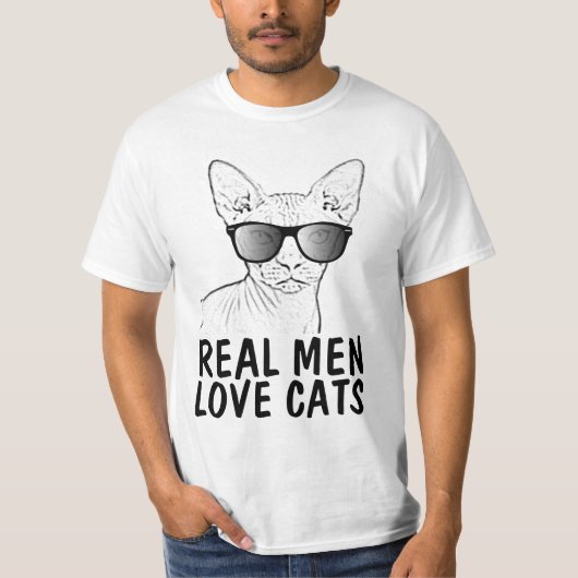 Sphynx Cat, Real Men Liebe Katzen T - Shirt (Vorderseite)