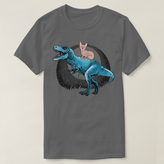 Sphynx Cat Riding A TRex T-Shirt (Design vorne)