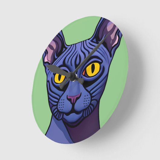 Sphynx Cat Runde Wanduhr (Winkel)