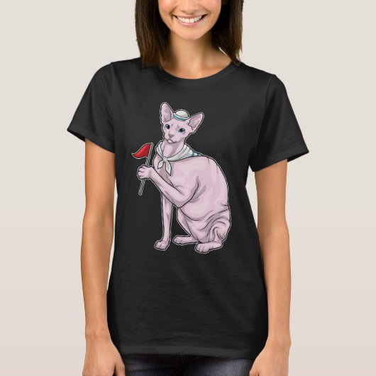 Sphynx Cat Sailor Flag T-Shirt (Vorderseite)