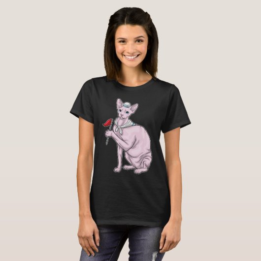 Sphynx Cat Sailor Flag T-Shirt (Vorne ganz)