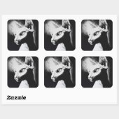 Sphynx Cat Schwarz-weiß Kontrast Haarlose Küche Ku Quadratischer Aufkleber (Blatt)