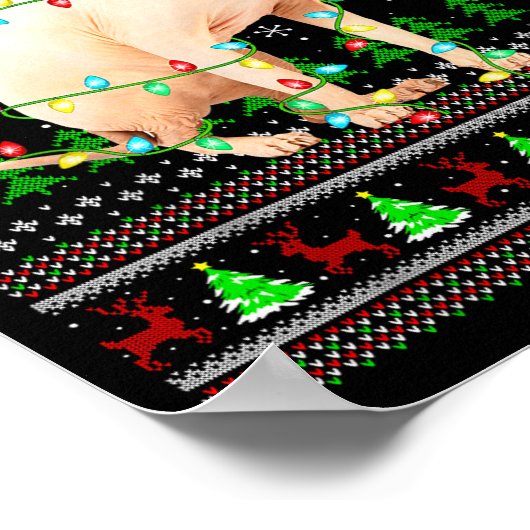 Sphynx Cat Ugly Christmas Sweaters Holiday Santa C Poster (Ecke)
